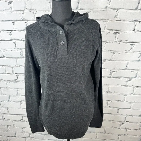 Prana Women's Milani Tunic Hoodie Sweater Size Small Black Organic Cotton Wool - Picture 2 of 12